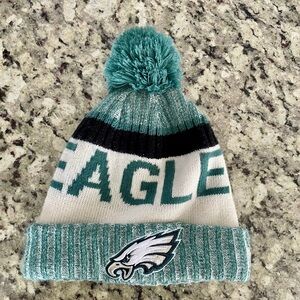 New Era Eagles Pom Pom Beanie - Teal and Black